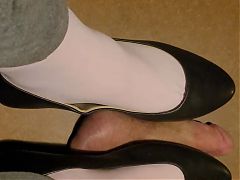 Squished out cum with flats and sheer socks