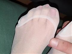 Cum on Nylon feet #8