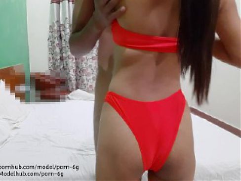 Chinese girl in red bikini fucked big ass at shoot time - Porn 6G